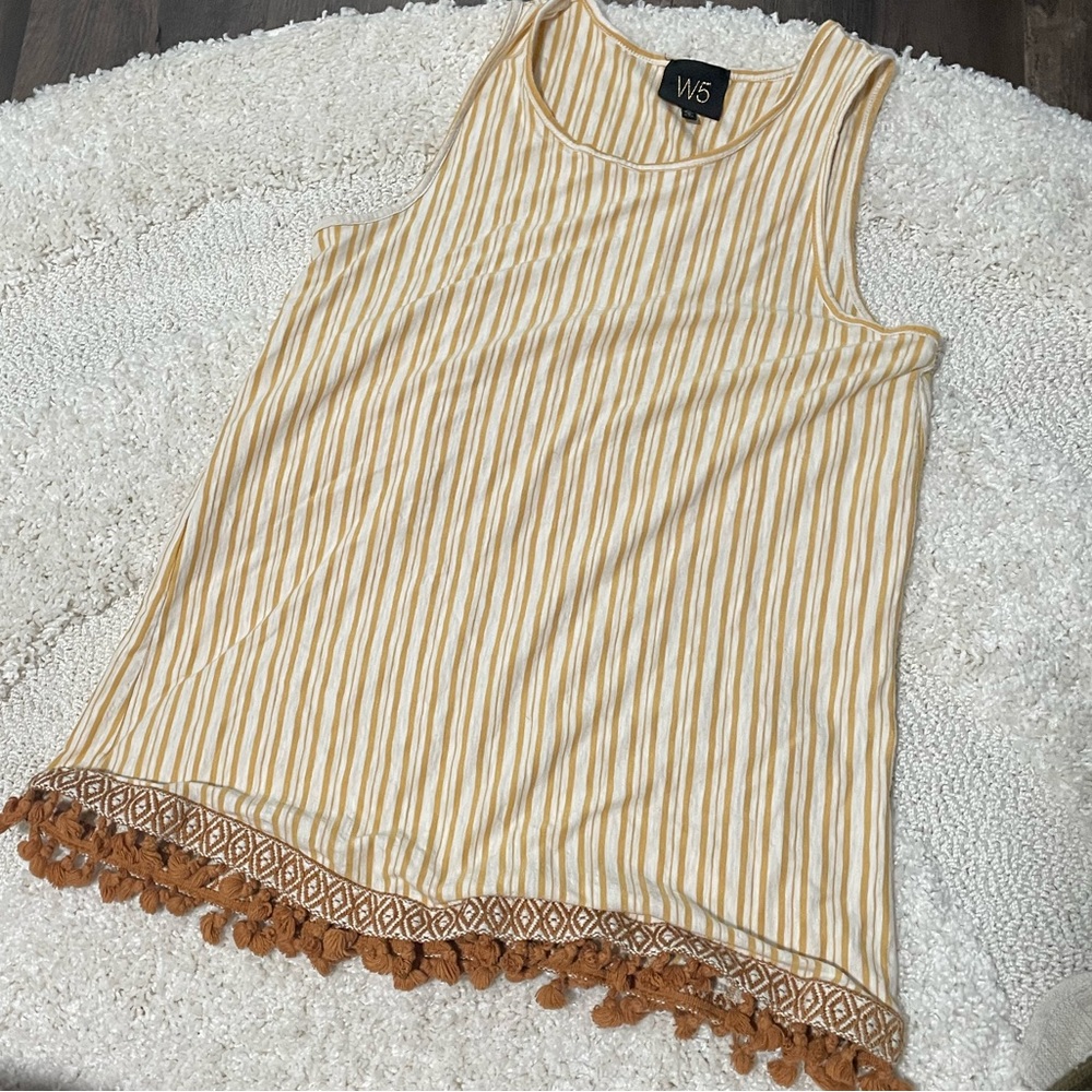 W5 yellow & cream striped tank top